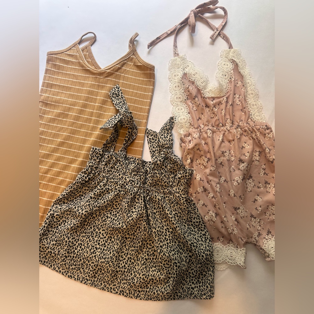 Bailey’s Blossoms Summer Romper & Cami Set — Mustard, Tan Leopard & Blush Floral